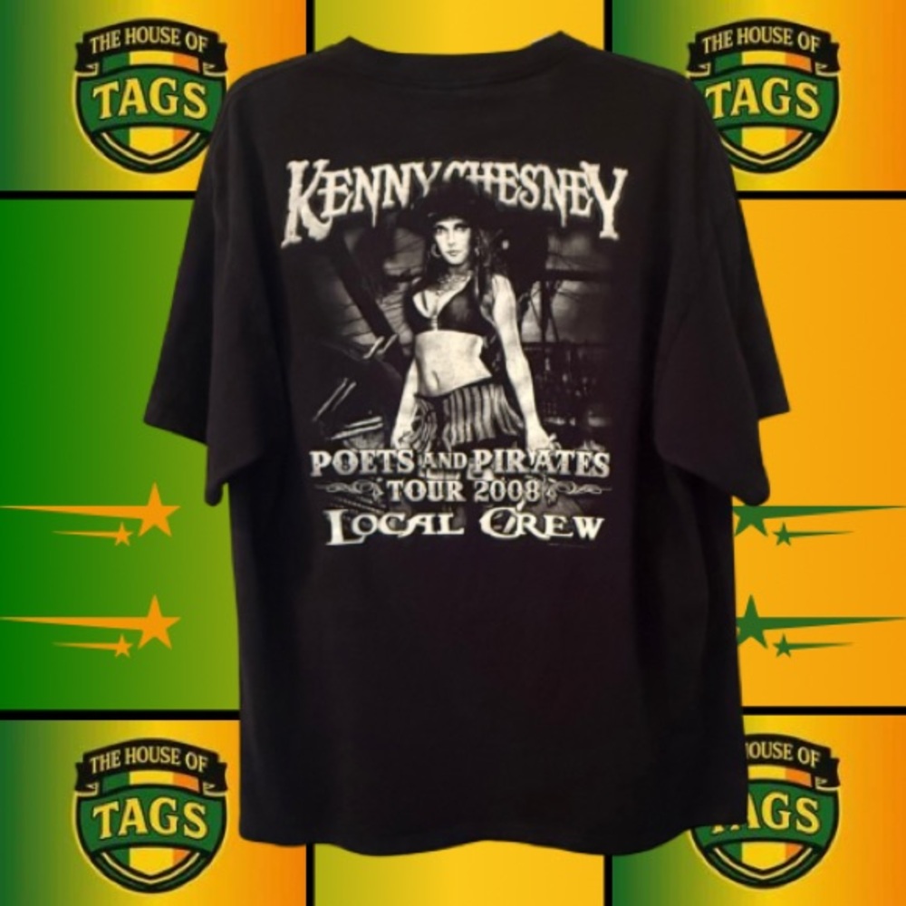 Kenny Chesney 2008 Tour Local Crew T-Shirt XL Delta Pro Weight Black Pirate